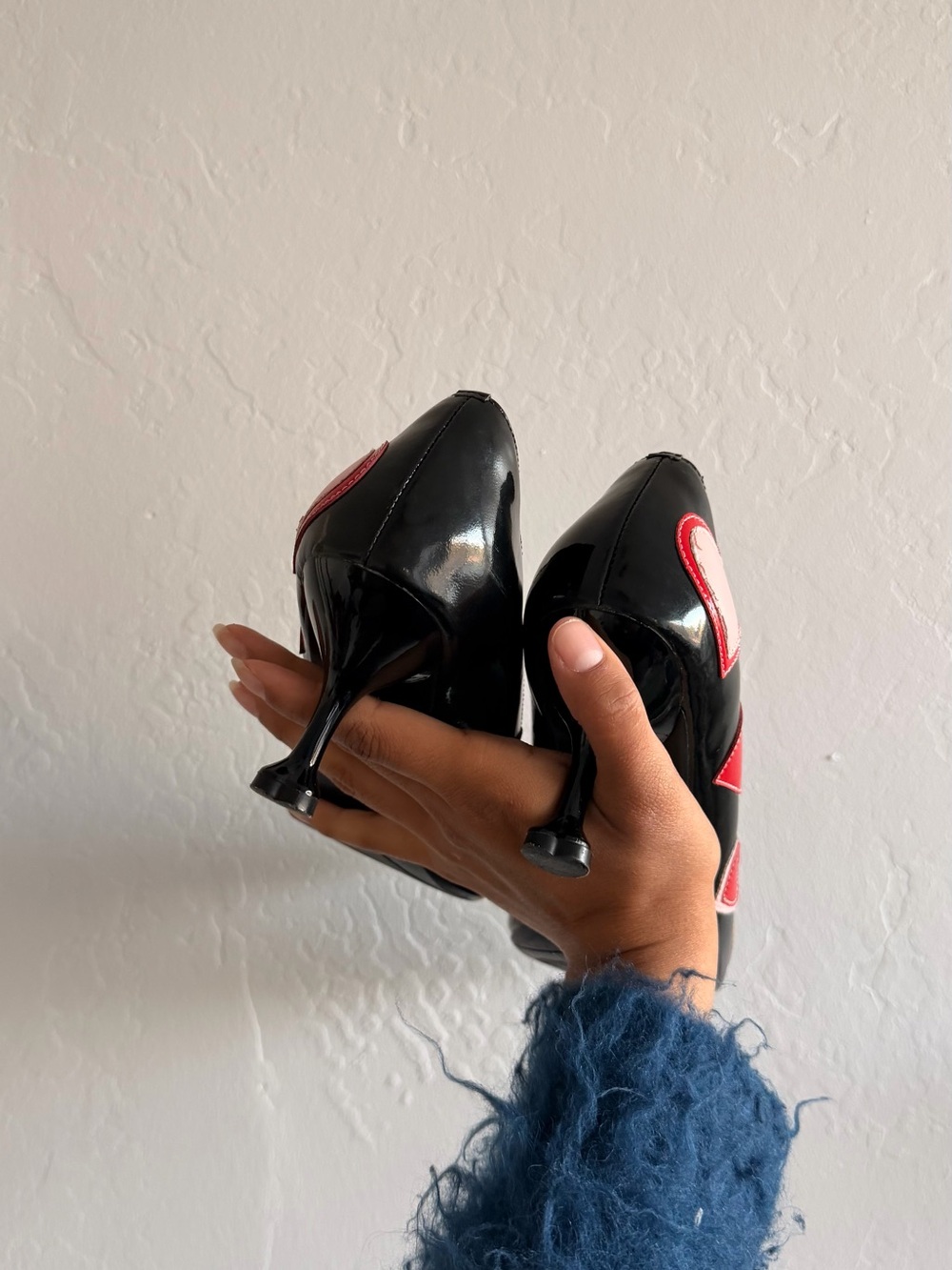 Vintage 90s Patent Leather Red Heart Heels - Picture 5 of 9
